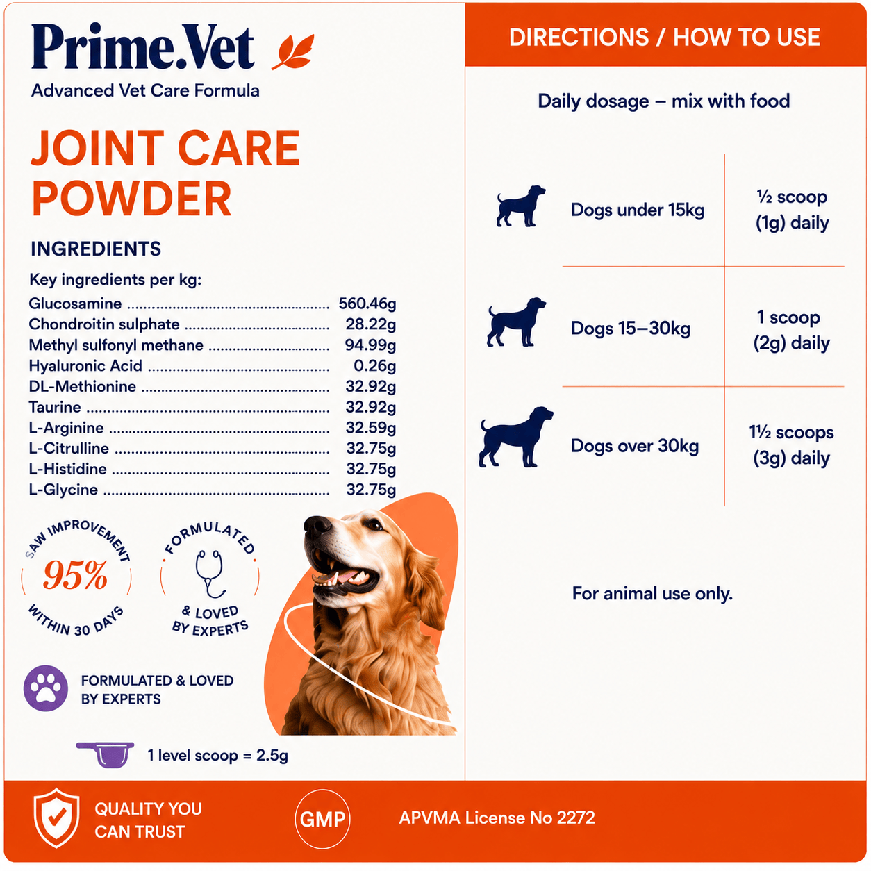 PrimeVet Joint Care Powder 150g